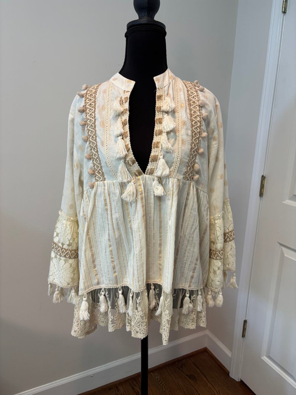 Philomena Tasseled Lace Blouse by Raga from Anthropologie